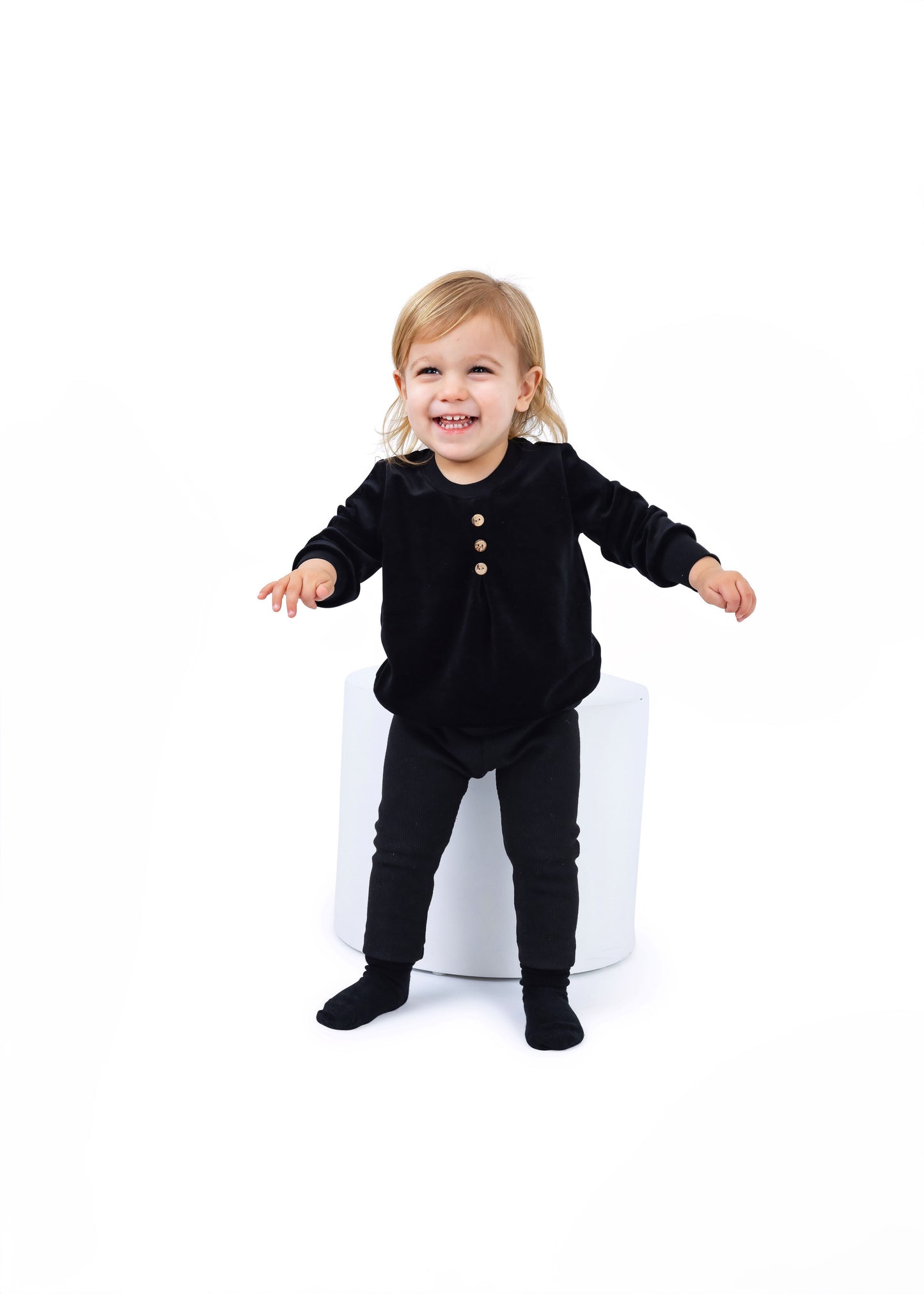 Velour Baby Boy Set, Black