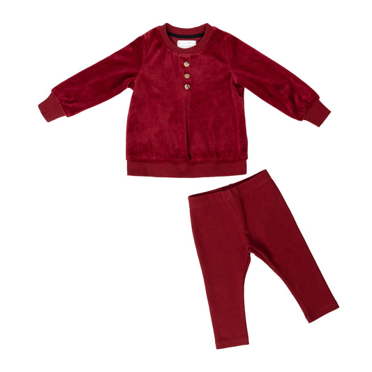 Velour Baby Boy Set, Cherry