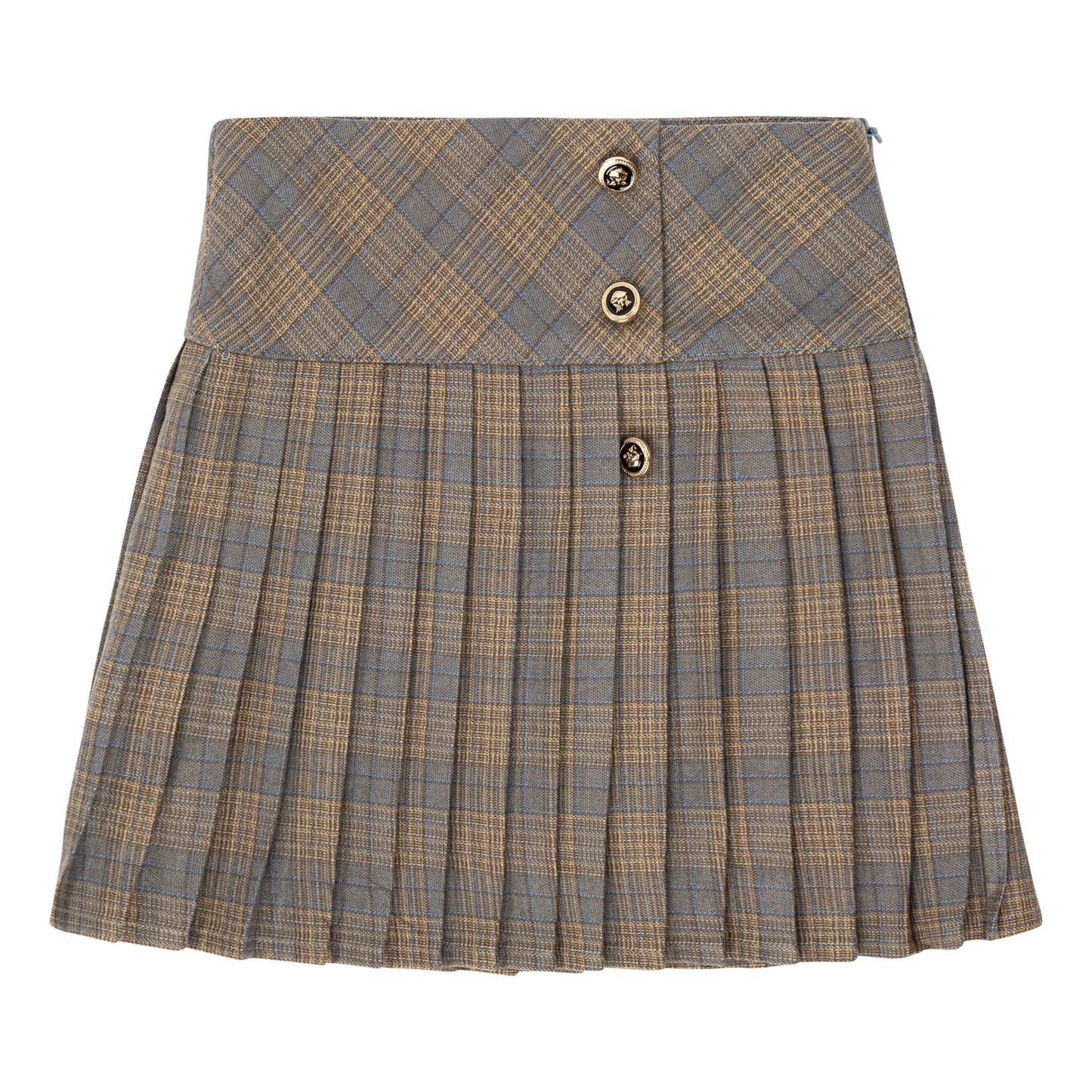 Blue/Grey Plaid Pleated Skirt