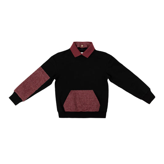 Kangaroo Pocket With Collar Sweat, Brick